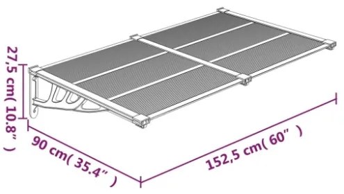 Tettoia per Porta Nero e Trasparente 152,5x90 cm Policarbonato