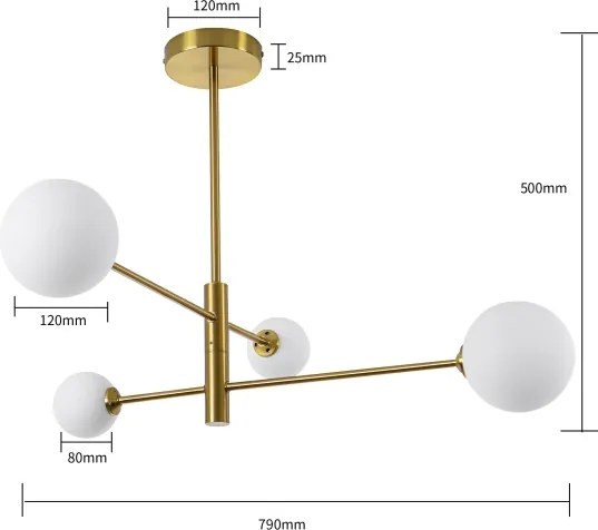 Lampadario a stelo DORADO 4xG9/40W/230V, finitura oro