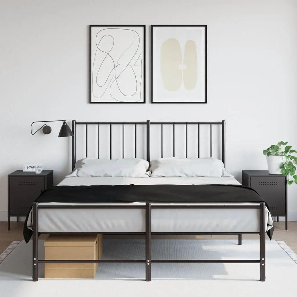 Comodini 2 Pz Nero 36x39x50,5 Cm İn Acciaio /