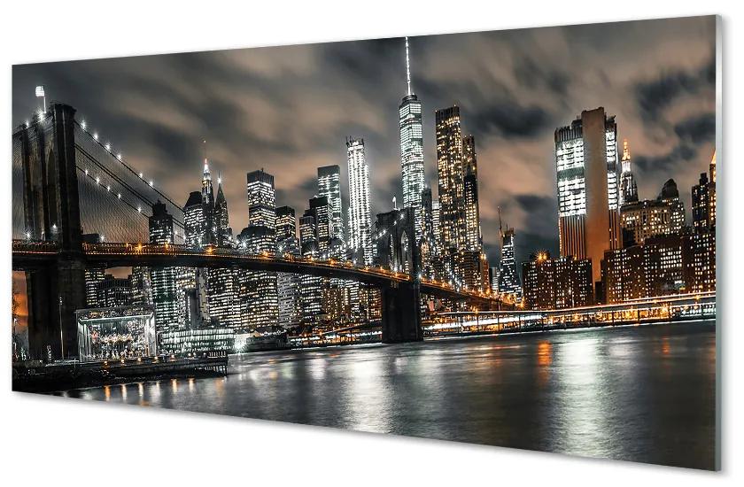 Quadro acrilico Panorama Night Bridge 100x50 cm