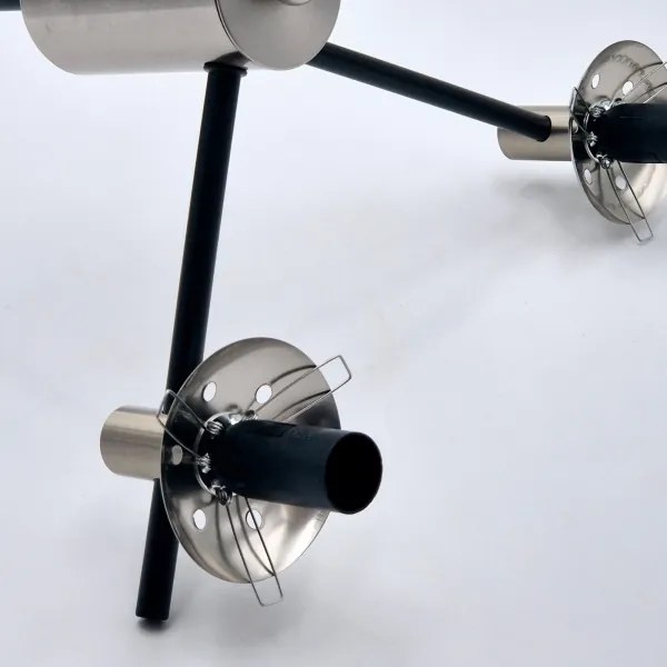 Lampadario a sospensione con supporto rigido LILOU 6xE14/5W/230V cromo opaco/fumé