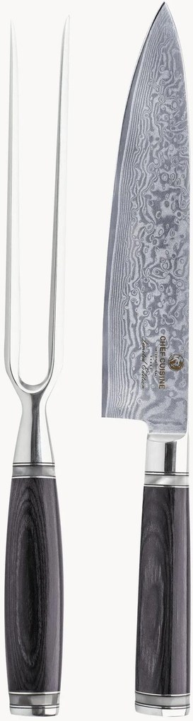 Set di 2 coltelli da intaglio in acciaio damascato Chef Cuisine