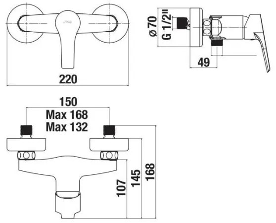 JIKA H3311W70044001 - Miscelatore doccia CUBE cromo lucido