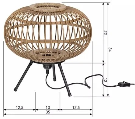 Lampada da tavolo BASICLABEL 1xE27/40W/230V bambù