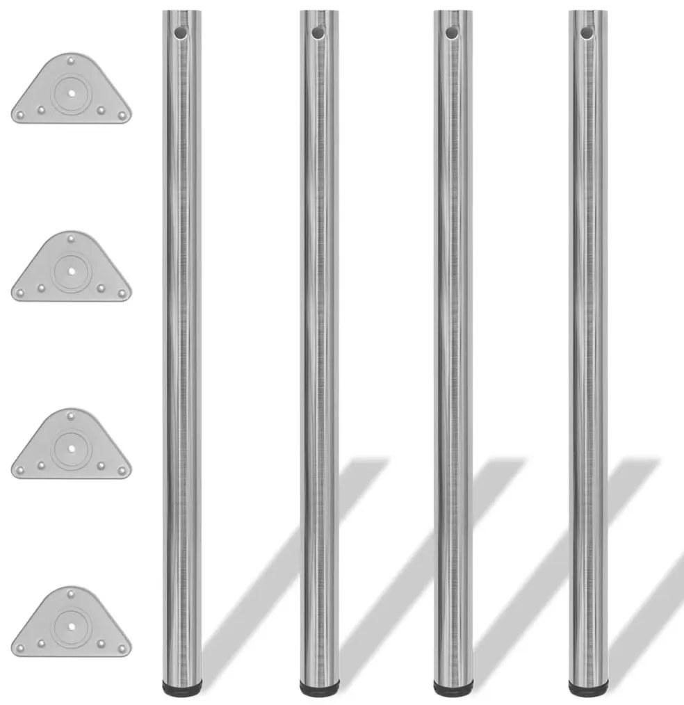 Set gambe tavolo 4 pz in nickel spazzolato regolabili 1100 mm