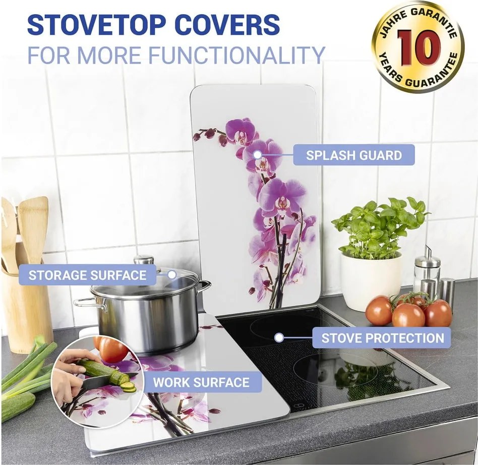 Set di 2 copri stufe in vetro Orchidea, 52 x 30 cm Orchid Blossom - Wenko
