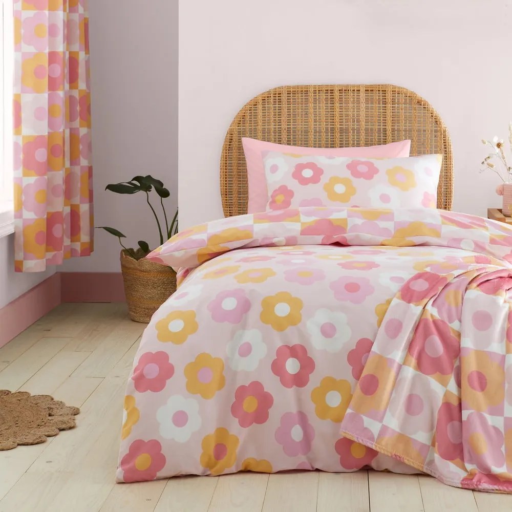 Biancheria da letto singola per bambini 135x200 cm Retro Daisy - Catherine Lansfield