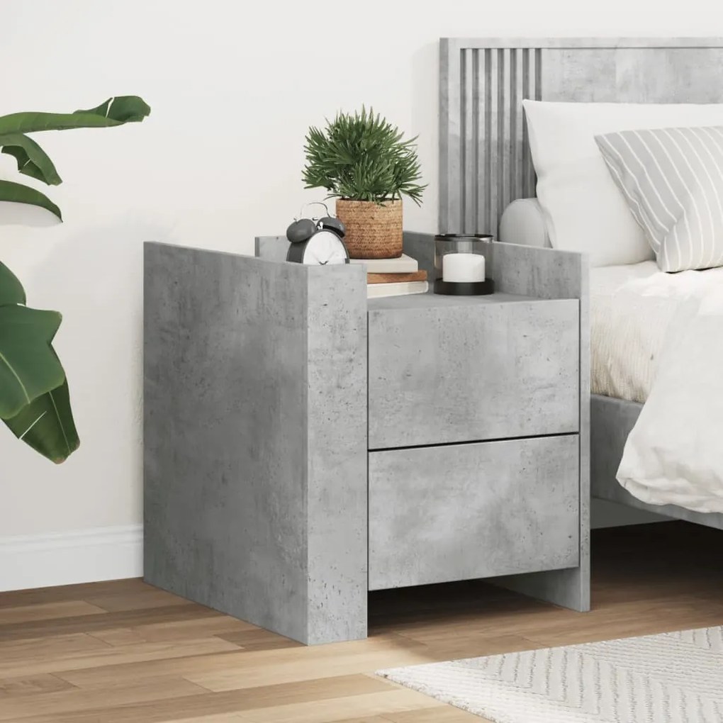 Comodino Grigio Cemento 45x50x50 Cm İn Truciolato /