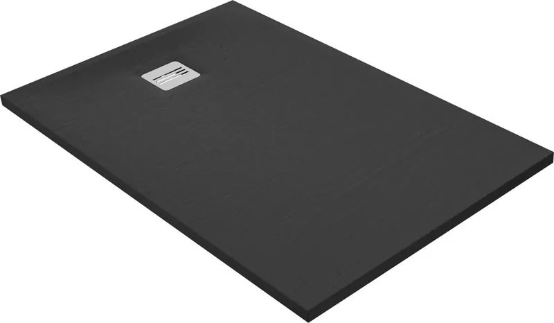 Piatto doccia SENSEA in resina REMIX nero L 90 x L 140 x H 3.6 cm opaco effetto pietra