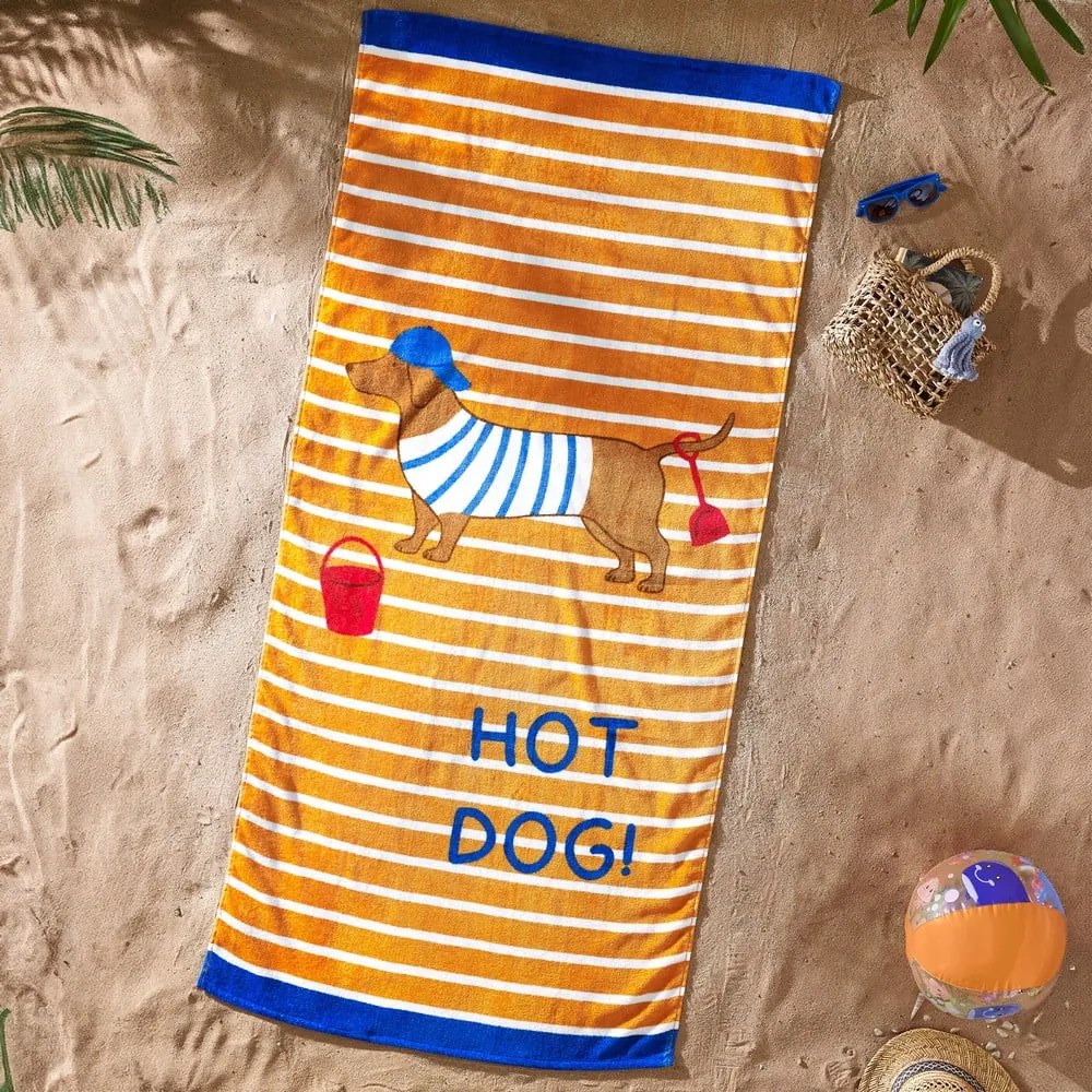 Telo mare arancione in cotone 76x160 cm Hot Dog – Catherine Lansfield