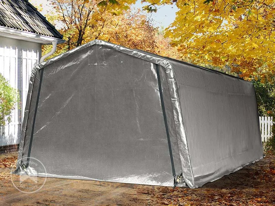 TOOLPORT Tenda garage 3,3x6,2m, Telo in PE, grigio - (8065)