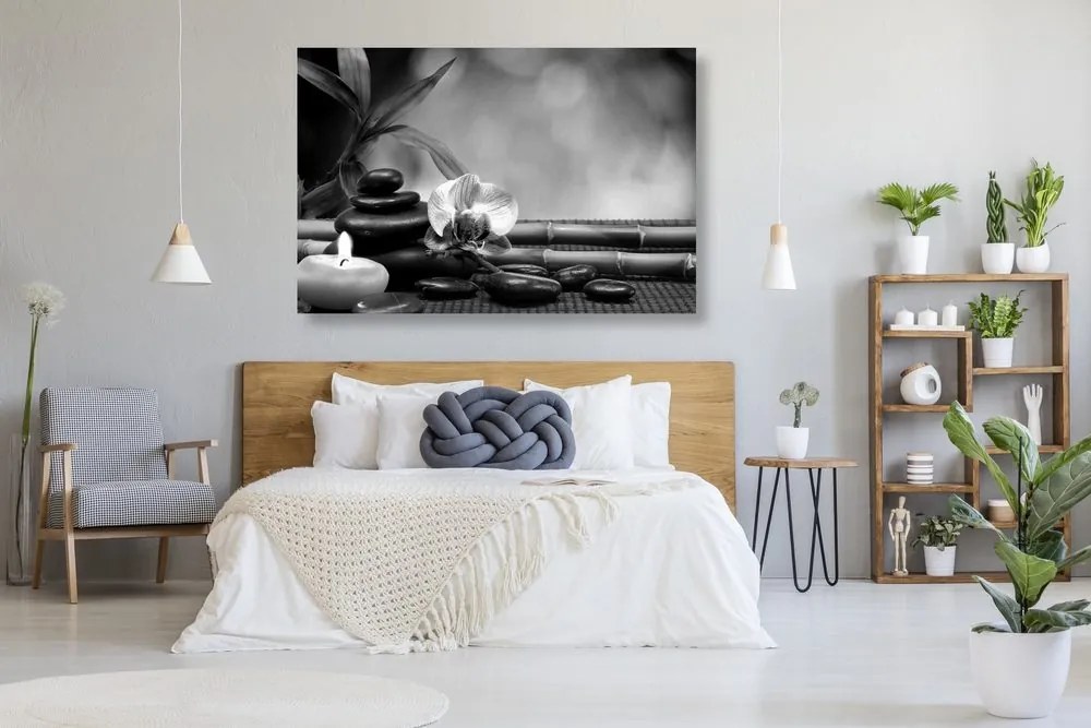 Stampa su tela – Armonia Feng Shui in bianco e nero