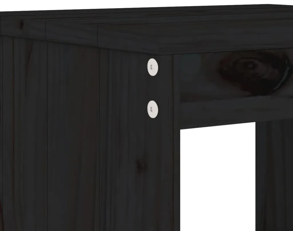 Set da bistrot da giardino 3 pz nero in legno massello di pino