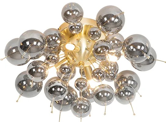 Lampada da soffitto di design in ottone con vetro fumé a 4 luci - Explode