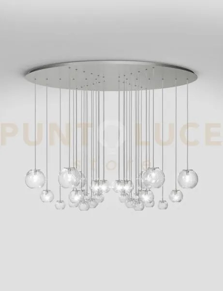 Oto sospensione cha cristallo rigadin nickel satinato 9 luci attacc...
