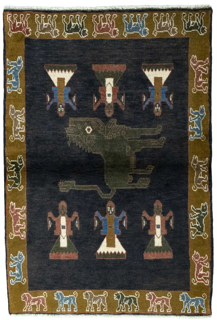 Gabbeh Tappeto persiano 150x100 Nero (Iran) Annodato A Mano
