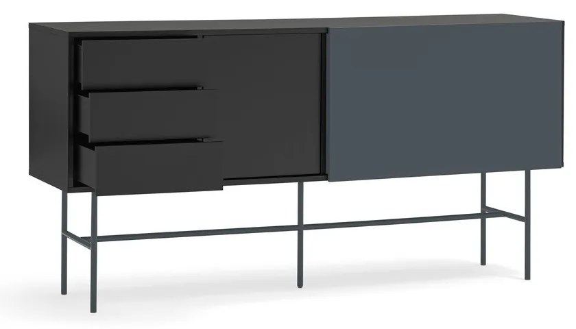 Cassettiera bassa nero-antracite con ante scorrevoli 180x91 cm Nube - Teulat