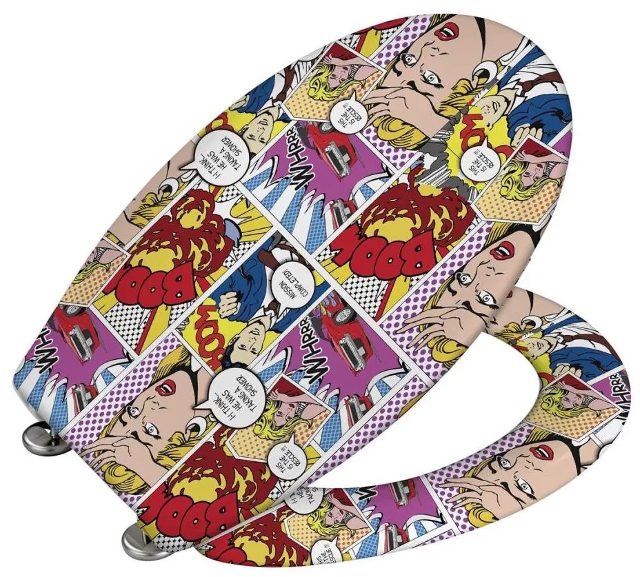 WENKO 22797100-WC sedile WC POP-ART 45x38 cm multicolore/argento