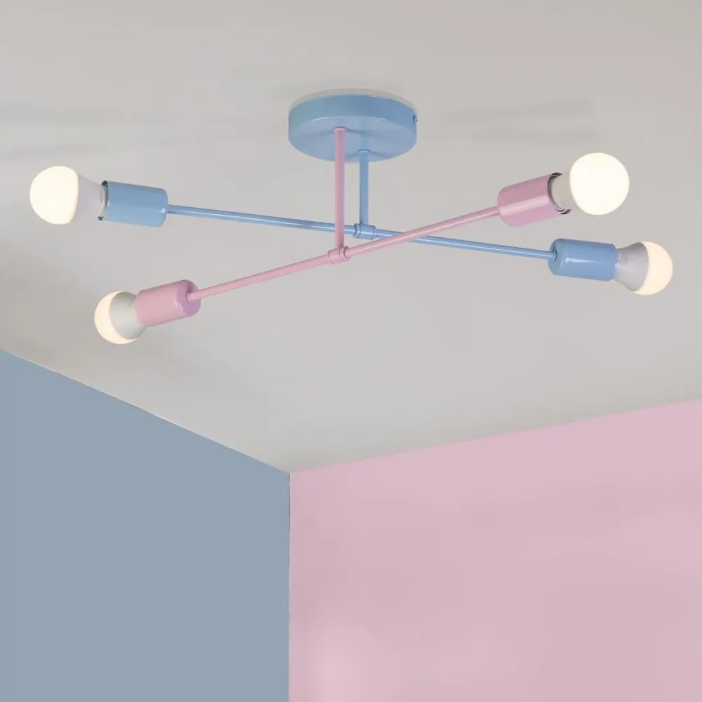 Plafoniera CAMBRIDGE 4x E27/15W/230V blu/rosa