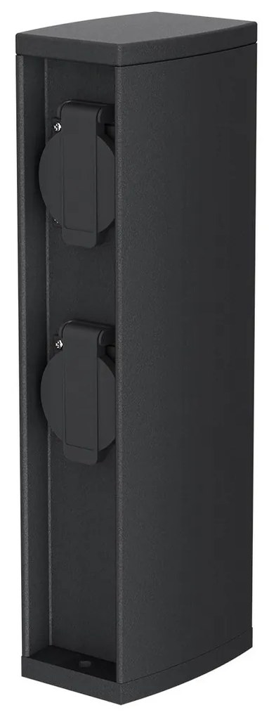 Colonnina con Prese elettriche da Giardino 30cm IP54 Alluminio - Nera