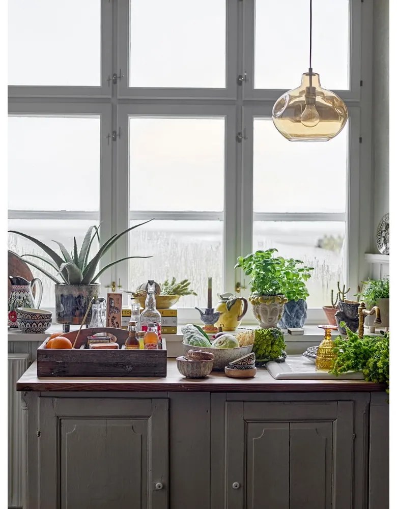 Lampadario marrone con paralume in vetro ø 30 cm Azizi – Bloomingville