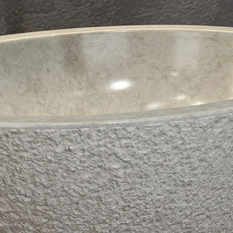 Kamalu - Lavabo bagno in marmo bocciardato colore crema 45cm Litos-LBC40