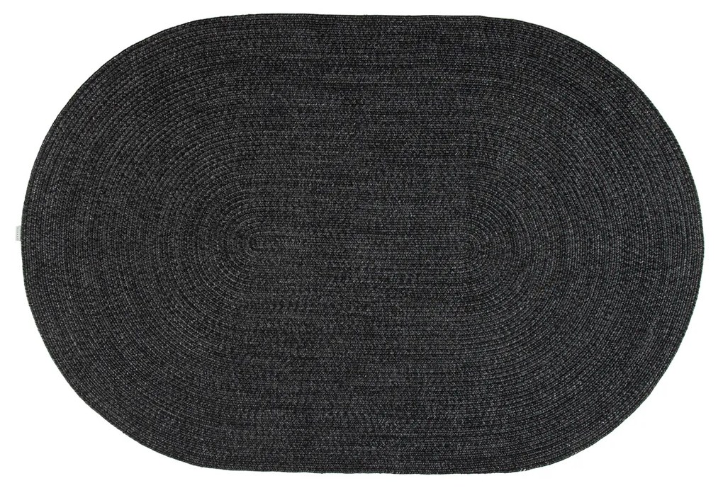 Tappeto ovale tessuto a mano grigio carbone 200x140 cm