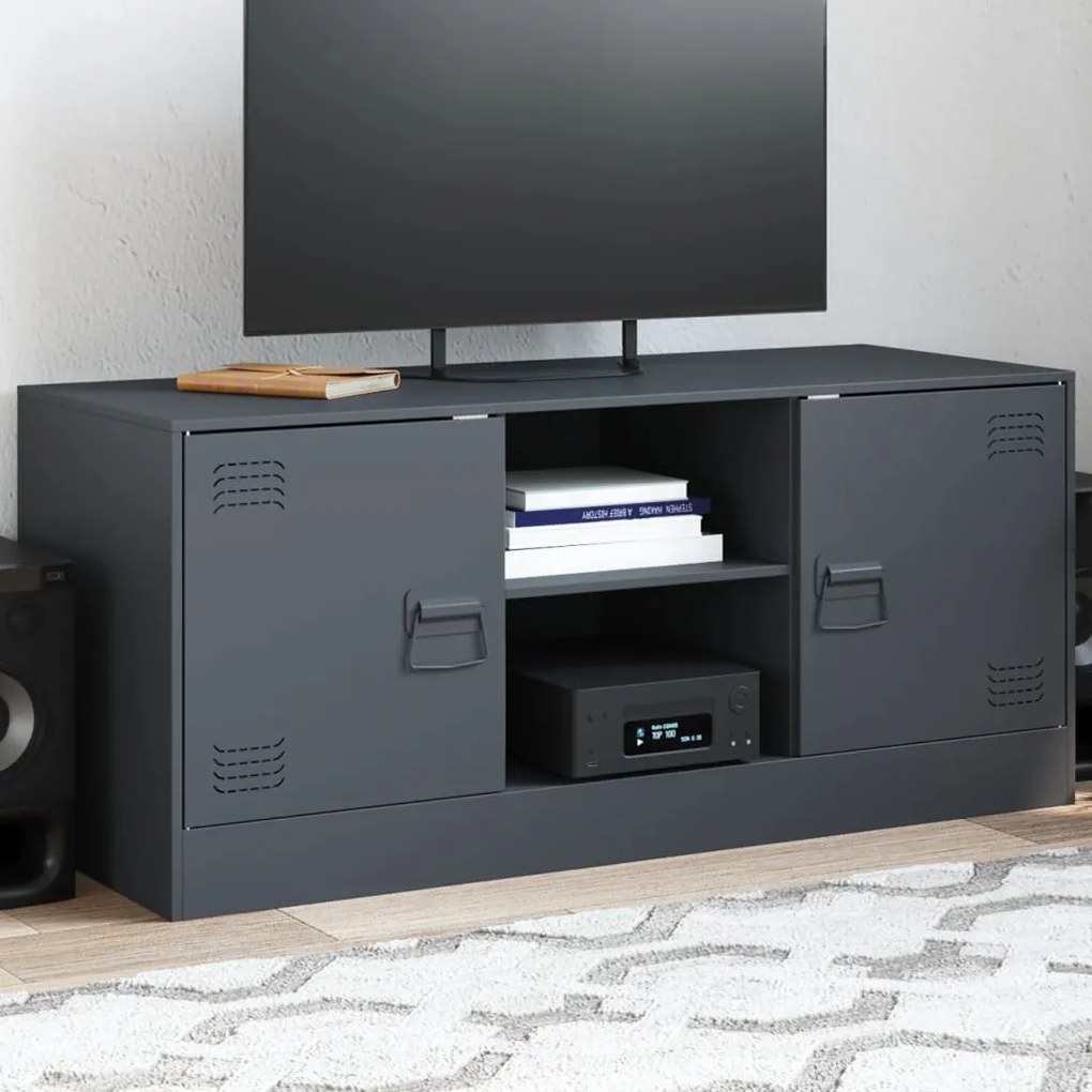 Mobile Porta Tv Antracite 99x39x44 Cm İn Acciaio /