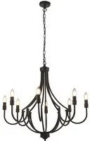 Lampadario Industrial-Nordico Loggia Acciaio Nero 8 Luci E14