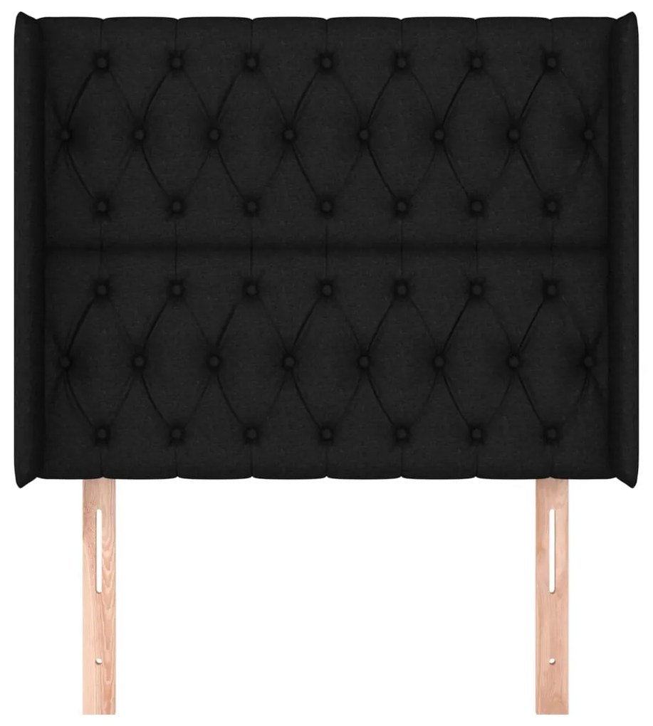 Testiera ad orecchio nera 93x16x118/128 cm in tessuto