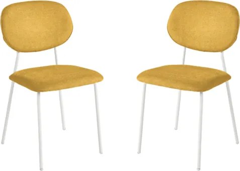 Sedia da pranzo in tessuto Giallo gambe metallo Bianco - ELLIS 2 sedie