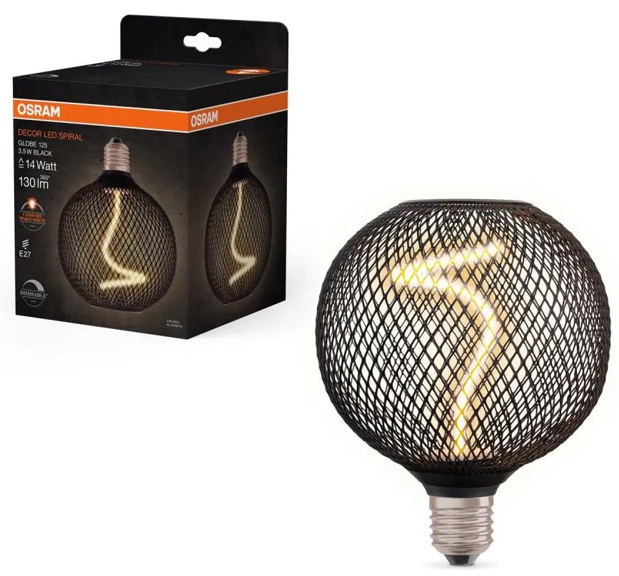 Lampadina LED dimmerabile DECOR FILAMENT G125 E27/3,5W/230V 1800K nero - Osram