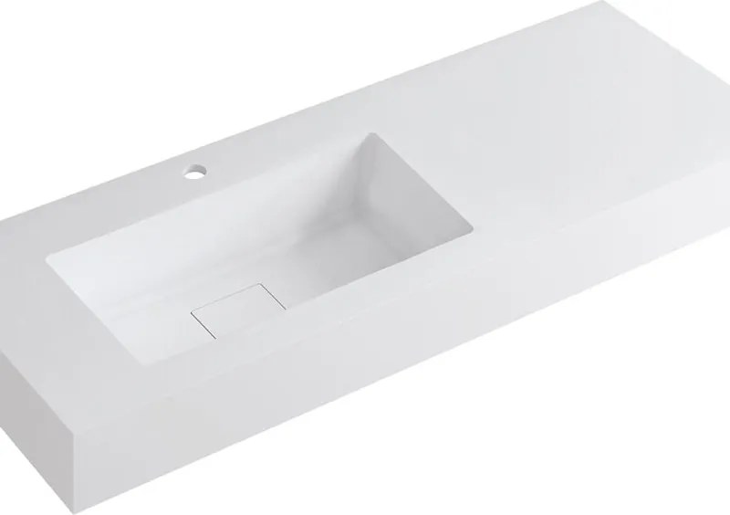 Lavabo a incasso rettangolare vasca a sinistra L 120.5 x H 15 x P 46 cm in resina bianco opaco