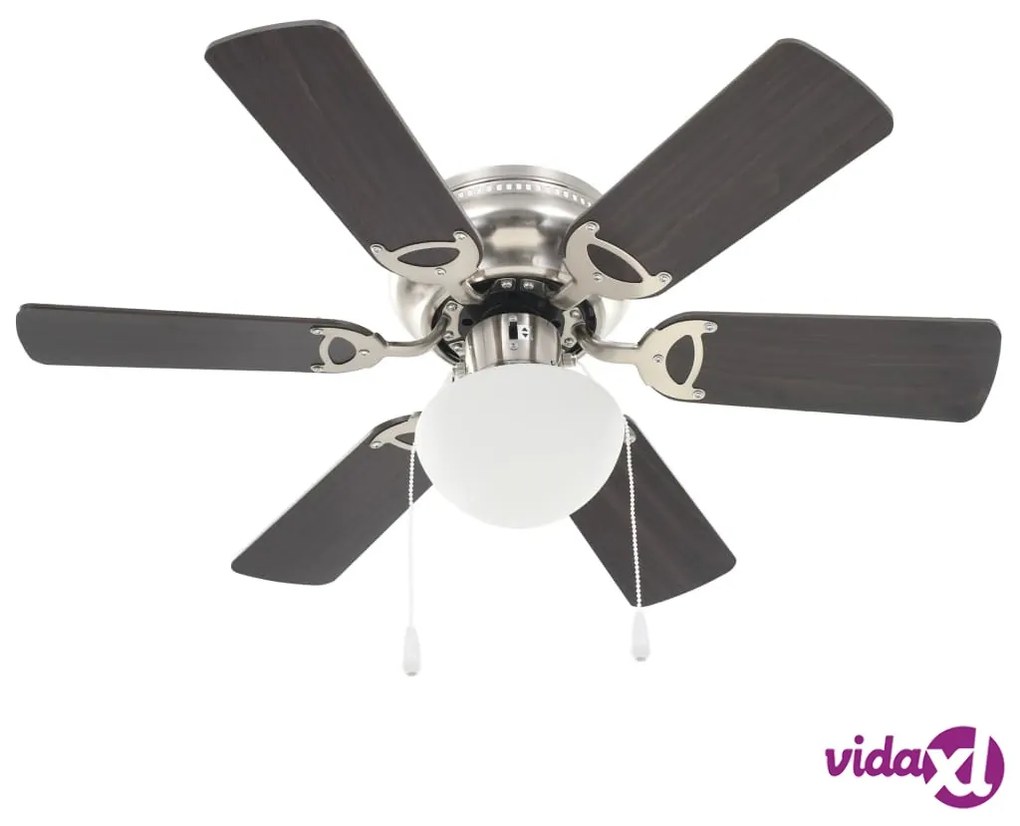 vidaXL Ventilatore da Soffitto Decorato con Luce 82cm Marrone Scuro