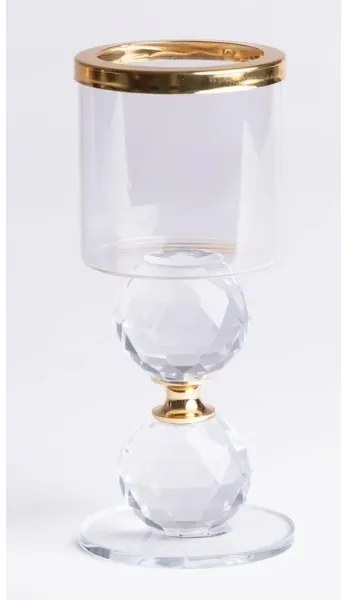 Set di 3 portacandele oro/trasparente