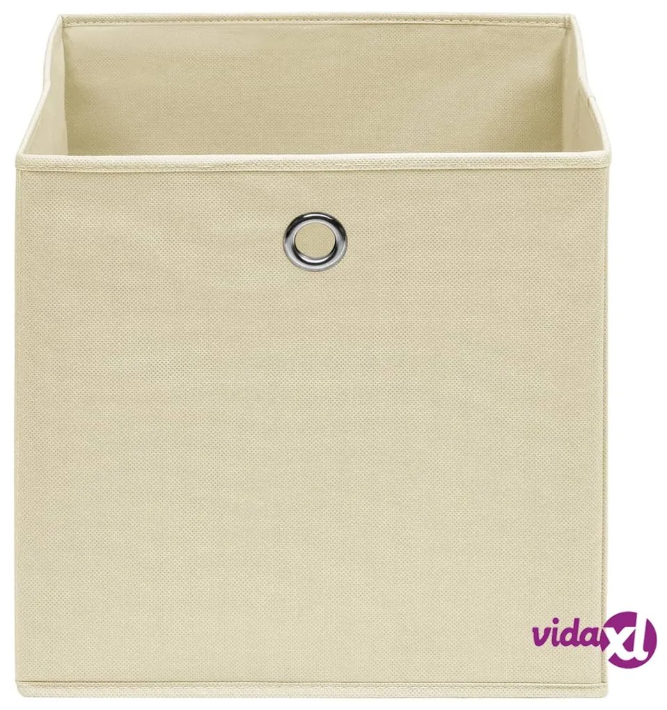 vidaXL Scatole Portaoggetti con Coperchi 10pz Crema 32x32x32cm Tessuto