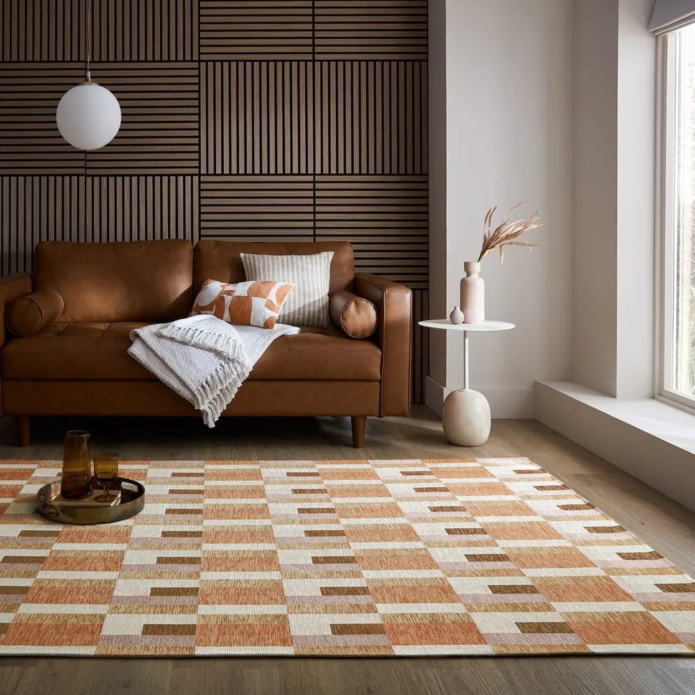 Tappeto in colore arancio-naturale 120x170 cm Riley Block Geo - Flair Rugs