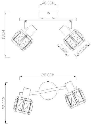 Globo 54356-2 - Luce Spot KRIS 2xE14/40W/230V