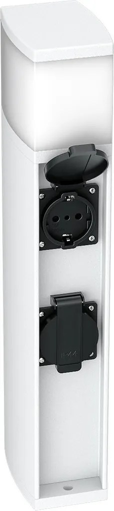 Paletto da Giardino Rettangolare Doppia Presa Corrente 40cm G9 - Bianco