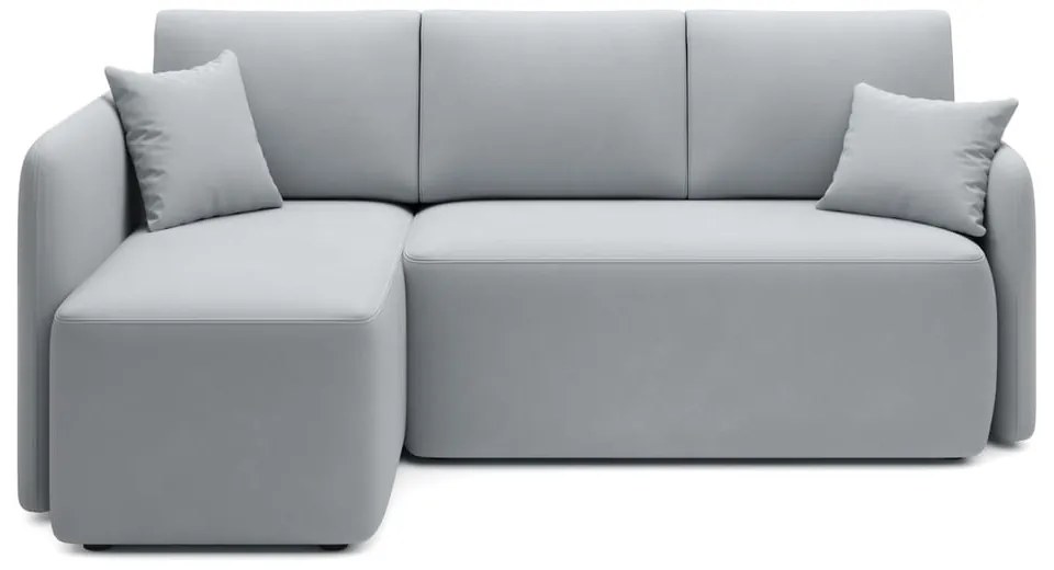 Divano angolare grigio chiaro allungabile/con contenitore (con penisola a sinistra/con chaise lounge) e rivestimento in velluto Hadson – ELTAP