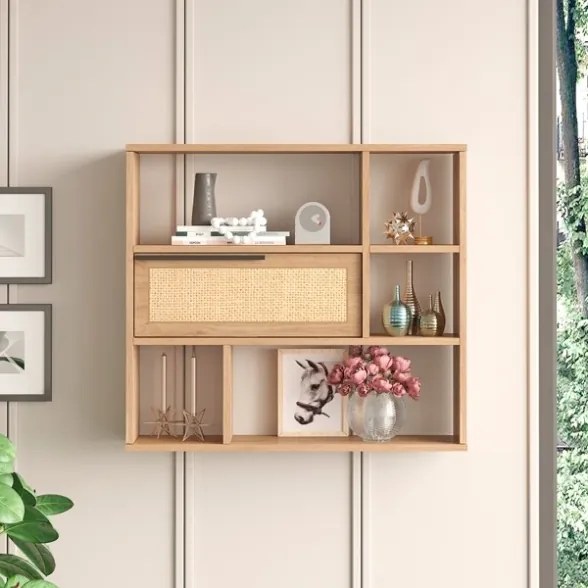 Mensola A Parete Con Anta Frontale E Vani A Giorno Design Moderno Ocean Rafia