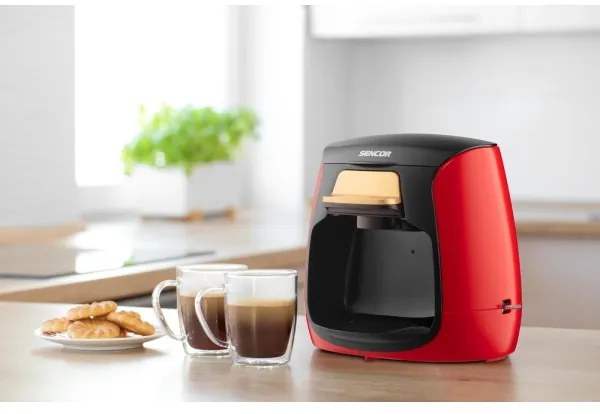 Sencor - Macchina da caffè con due tazze 500W/230V rosso/nero