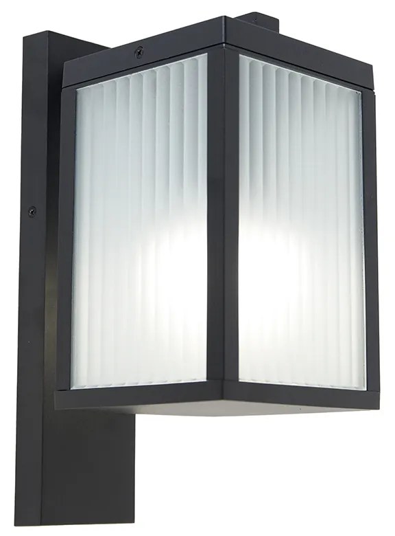 Lanterna da parete smart per esterni nera con vetro a coste incl. WiFi A60 - Charlois