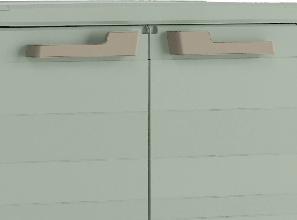 Armadio da Giardino 2 Ripiani 80x44x100 cm Keter Planet Outdoor Basso Grigio e Verde...