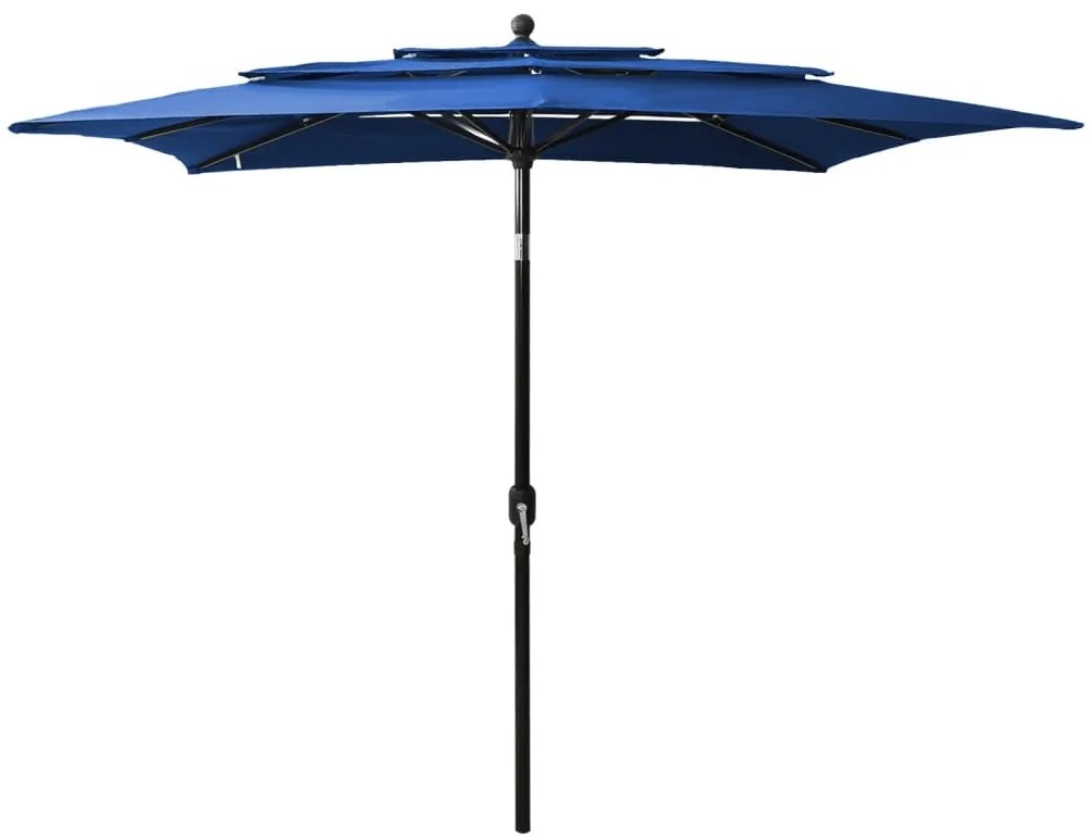 Ombrellone A Sbalzo 3 Livelli Palo Alluminio 2,5x2,5 M Azzurro /