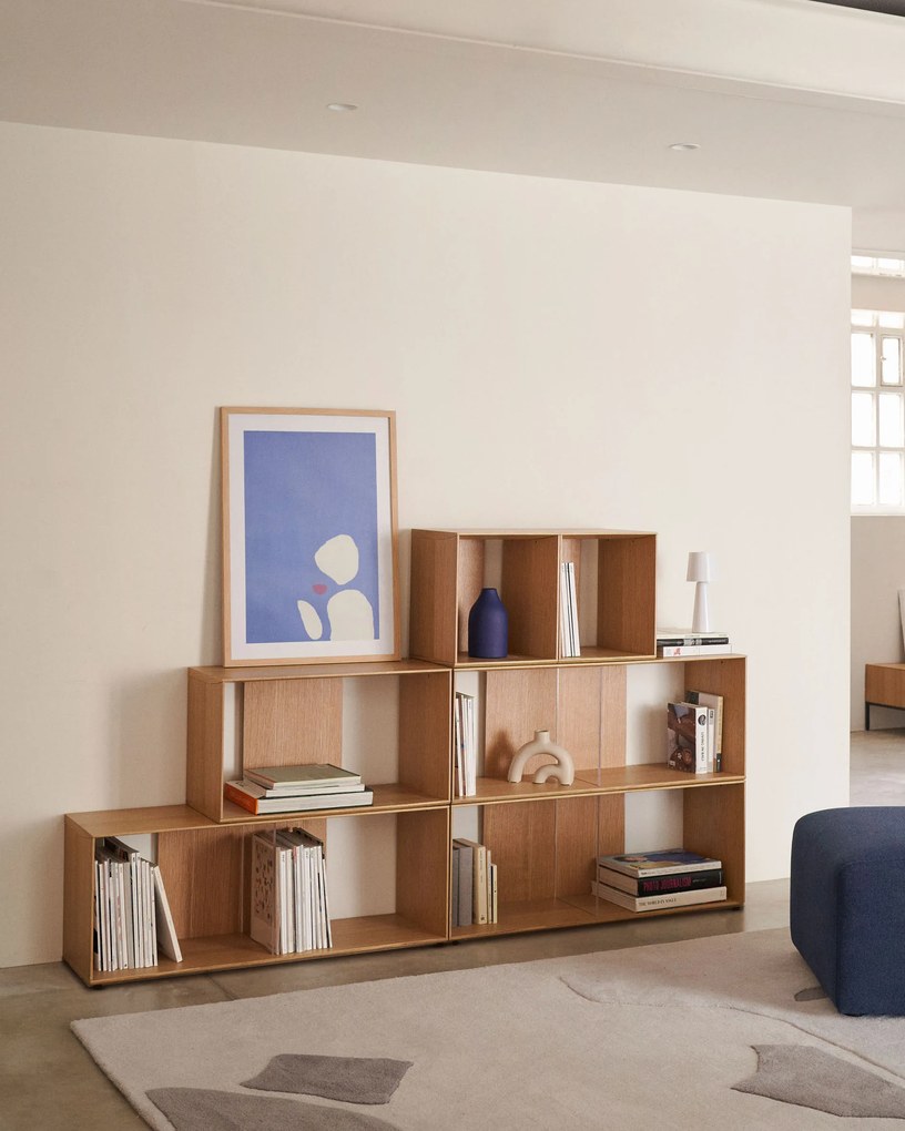 Kave Home - Modulo libreria grande Litto impiallacciato rovere 101 x 38 cm