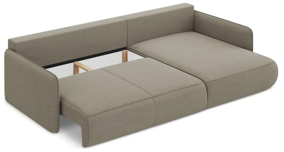 Divano angolare beige allungabile/con contenitore (con penisola a destra) Nanea – Makamii