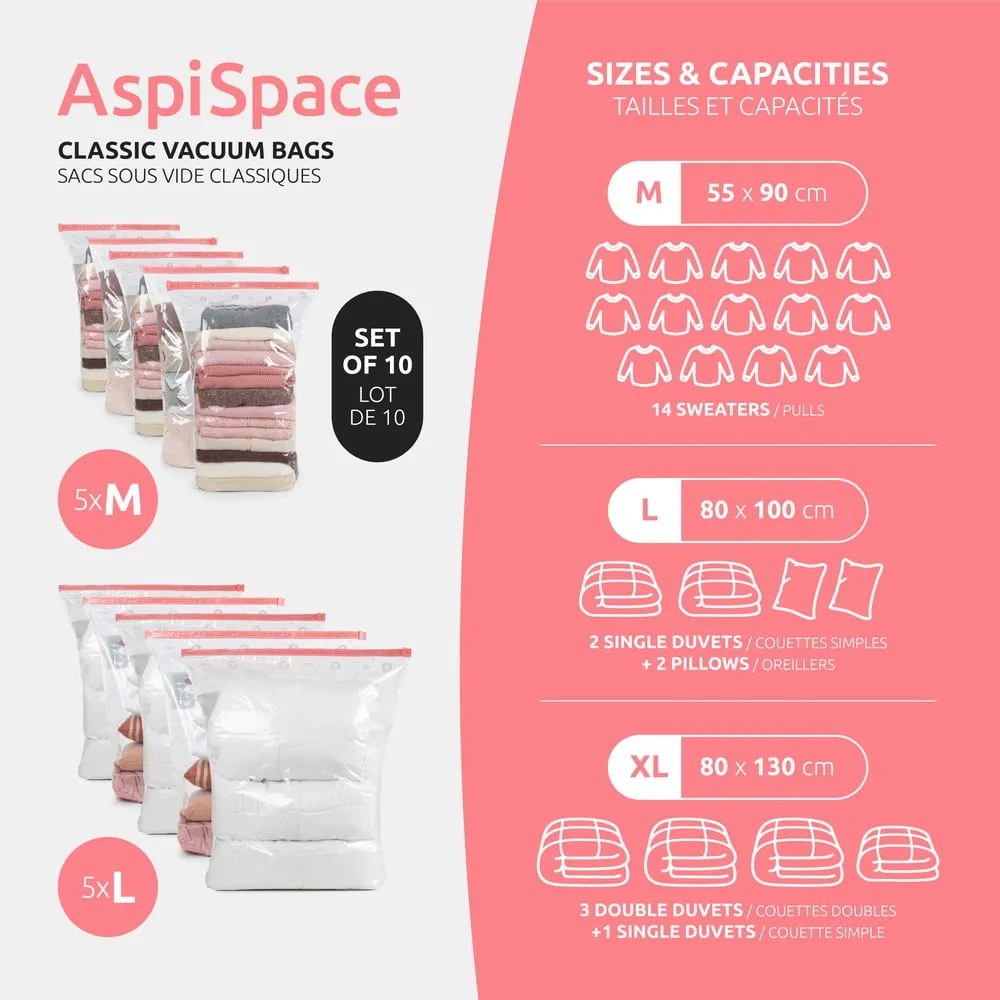 Sacchetti per il vuoto in set da 10 pezzi Premium Valve L - Compactor