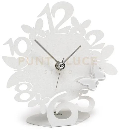 Orologio sciame farfalline decorato bianco in ferro e polimetilmeta...