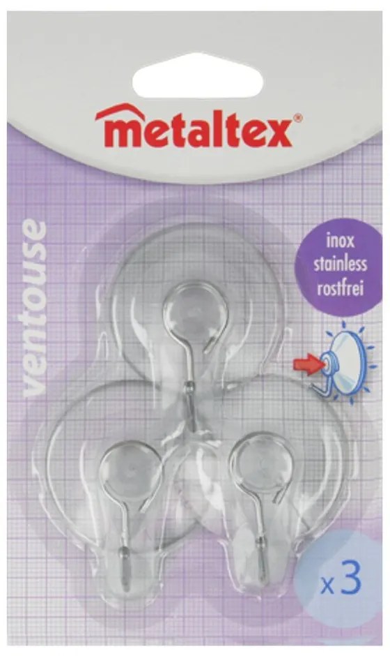 Set di ganci senza foratura in plastica 3 pz – Metaltex